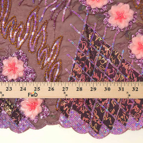 Floral Beaded Sequins Patch on Georgette Lace