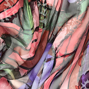 Abstract Burnout Printed Silk Chiffon Fabric
