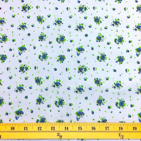 Buttercup Blue Print Broadcloth Fabric