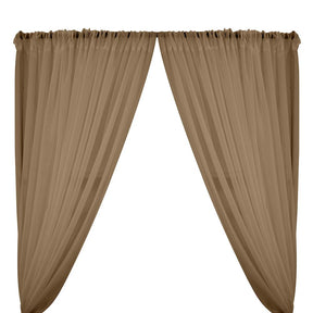 Sheer Voile Rod Pocket Curtains - Camel