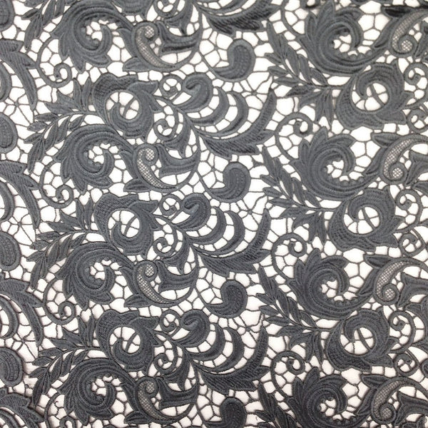 Grey Cardinal Guipure French Venice Lace Fabric