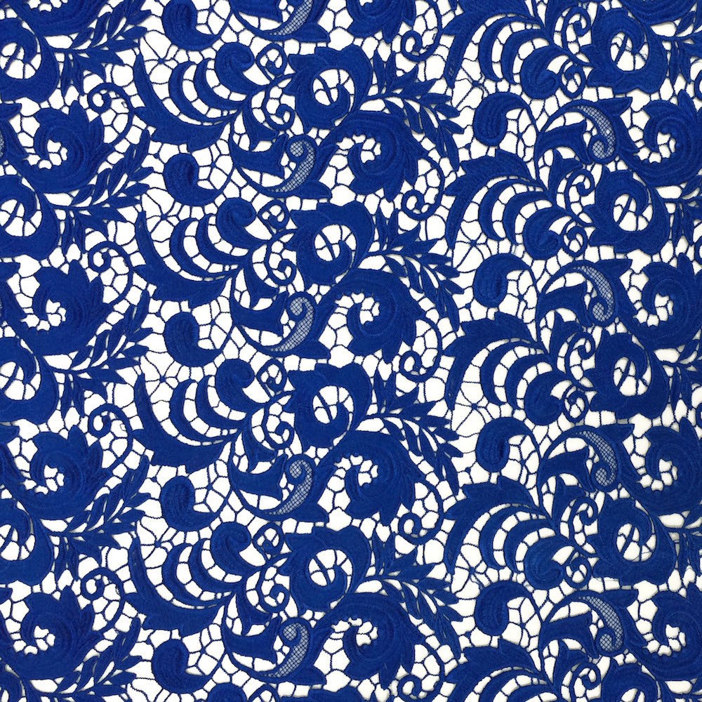 Royal Blue Cardinal Guipure French Venice Lace Fabric
