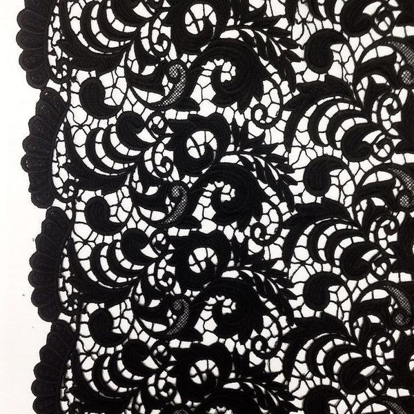 Black Cardinal Guipure French Venice Lace Fabric