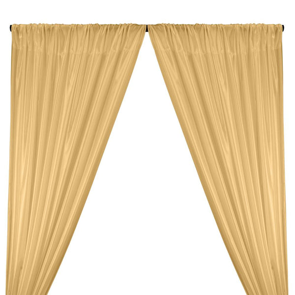 Poly China Silk Lining Rod Pocket Curtains - Champagne