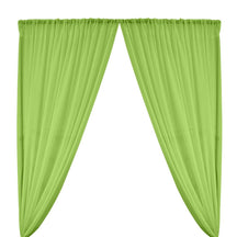 Polyester Chiffon Rod Pocket Curtains - Apple Green