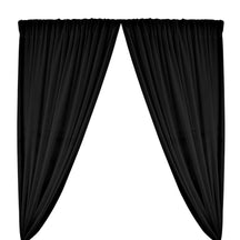 Polyester Chiffon Rod Pocket Curtains - Black