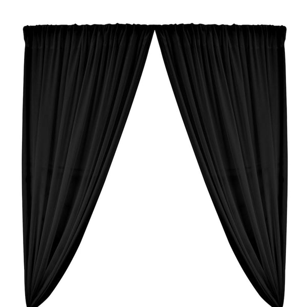 Polyester Chiffon Rod Pocket Curtains - Black