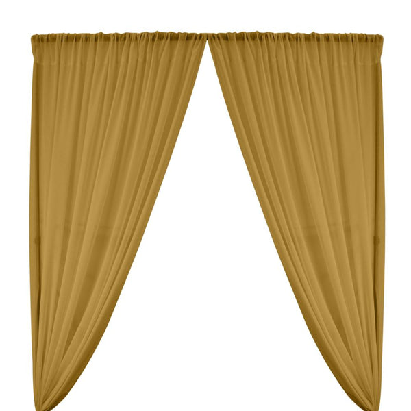 Polyester Chiffon Rod Pocket Curtains - Gold