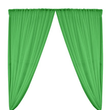 Polyester Chiffon Rod Pocket Curtains - Kelly Green
