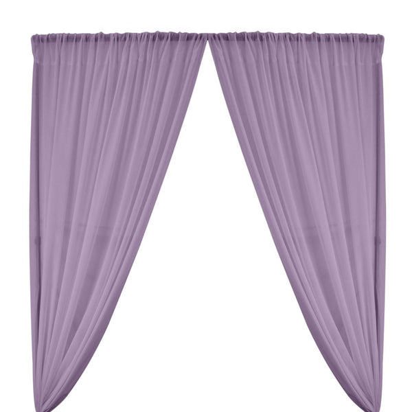 Polyester Chiffon Rod Pocket Curtains - Lilac