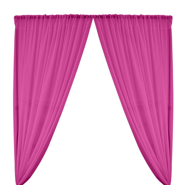 Polyester Chiffon Rod Pocket Curtains - Magenta