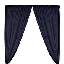 Polyester Chiffon Rod Pocket Curtains - Navy Blue