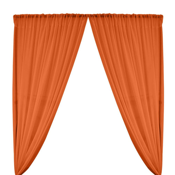 Polyester Chiffon Rod Pocket Curtains - Orange