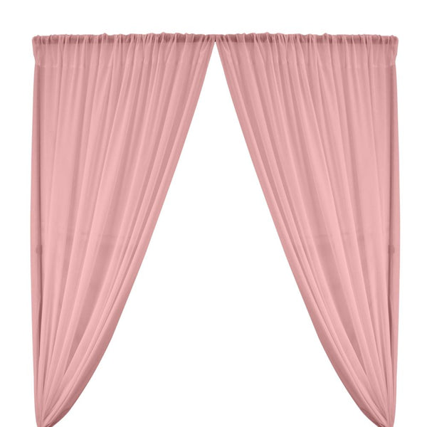 Polyester Chiffon Rod Pocket Curtains - Pink