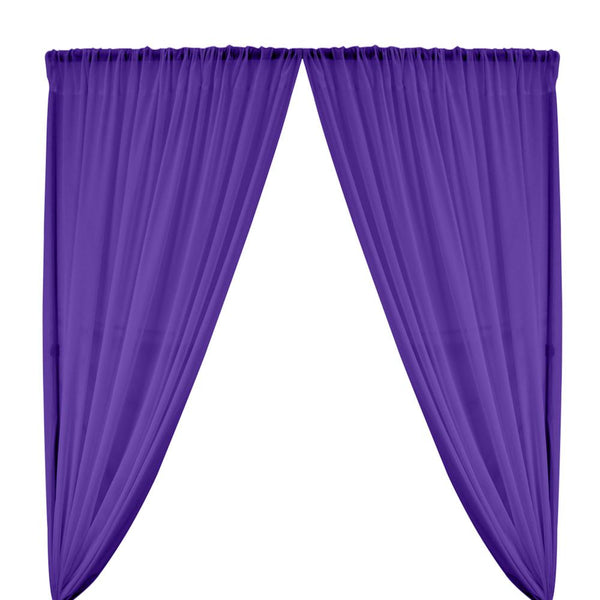 Polyester Chiffon Rod Pocket Curtains - Purple