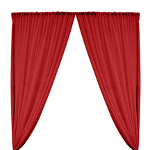 Polyester Chiffon Rod Pocket Curtains - Red