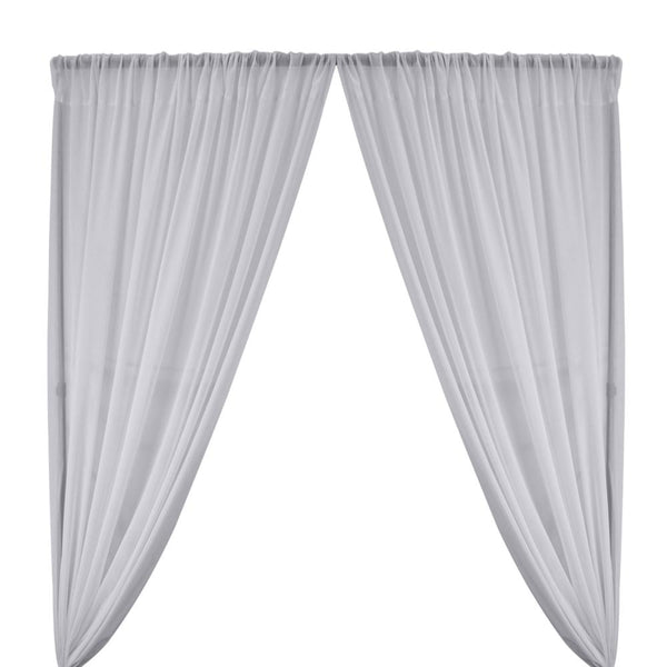 Polyester Chiffon Rod Pocket Curtains - Silver