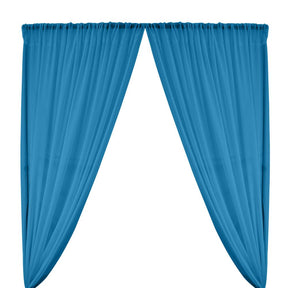 Polyester Chiffon Rod Pocket Curtains - Turquoise