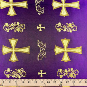 Clerical Cross Metallic Brocade Fabric