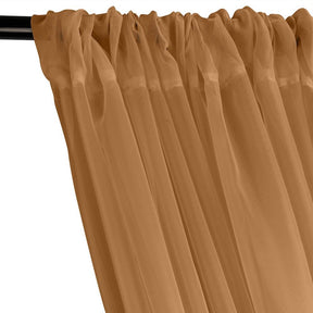 Sheer Voile Rod Pocket Curtains - Coffee