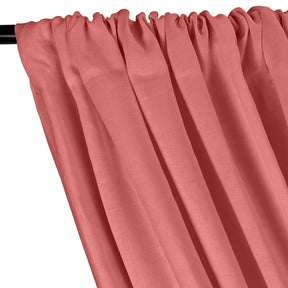 Natural Linen Rod Pocket Curtains - Coral