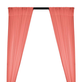 Power Mesh Rod Pocket Curtains - Coral