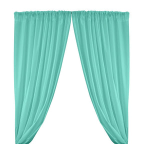 Cotton Polyester Broadcloth Rod Pocket Curtains - Aqua Blue