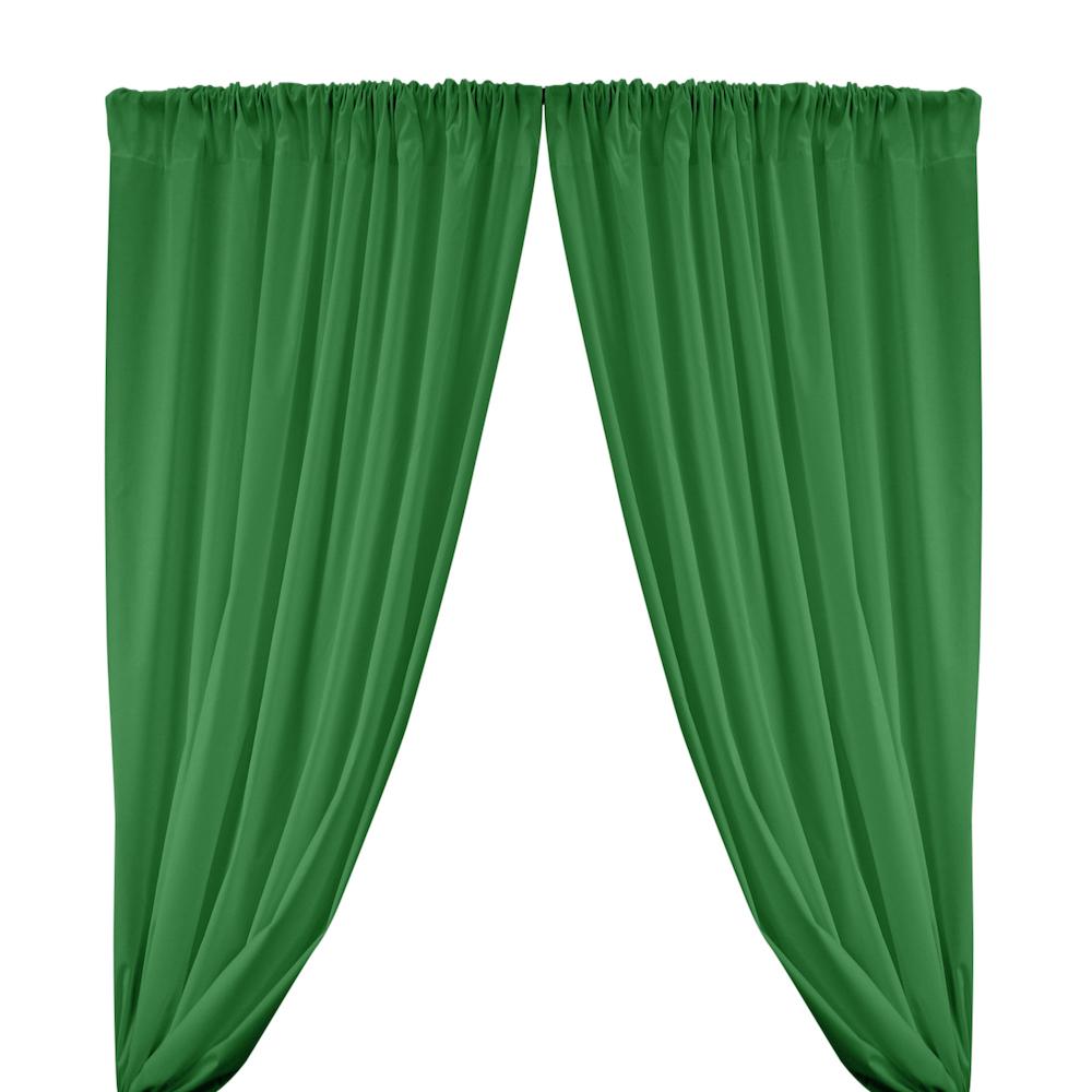 Kelly Green Cotton Broadcloth Fabric Curtains with Pockets for Pipe Drape