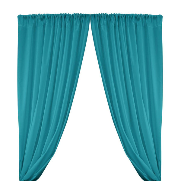 Cotton Polyester Broadcloth Rod Pocket Curtains - Turquoise