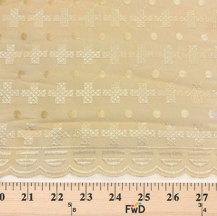 Cross Eyelet Embroidery Fabric 100% Polyester Eyelet Sold By The Yard