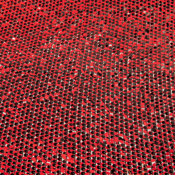 Red Oval & Black Circle Sequins Sewn On Mesh