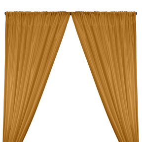 Poly China Silk Lining Rod Pocket Curtains - Dark Gold