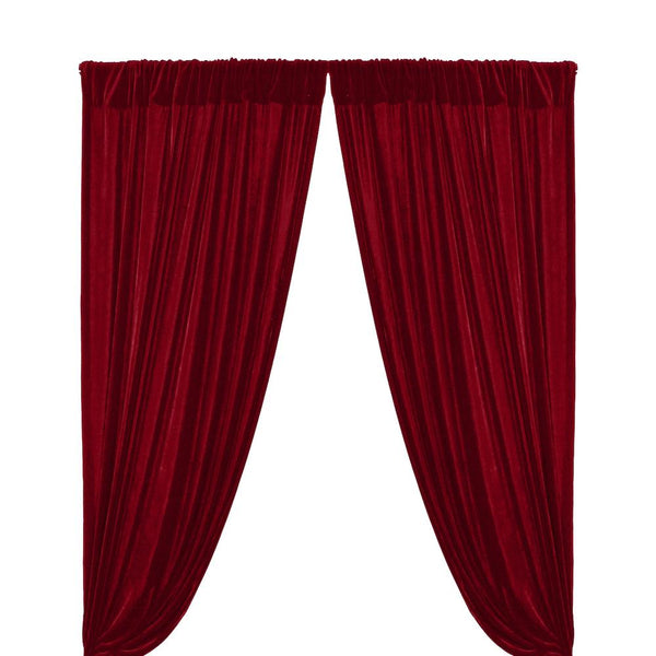 Micro Velvet Rod Pocket Curtains - Dark Red