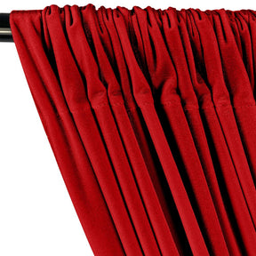 Stretch Velvet Rod Pocket Curtains - Dark Red