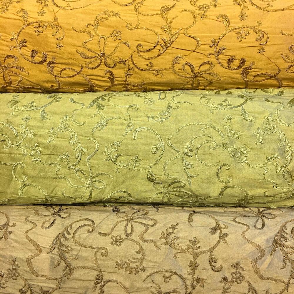 Silk Dupioni Hand Made Embroidery Fabric 54