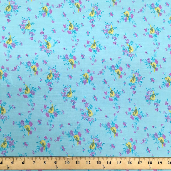 Finch Blue Print Broadcloth Fabric