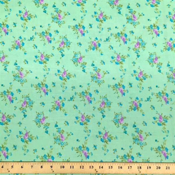 Finch Green Print Broadcloth Fabric