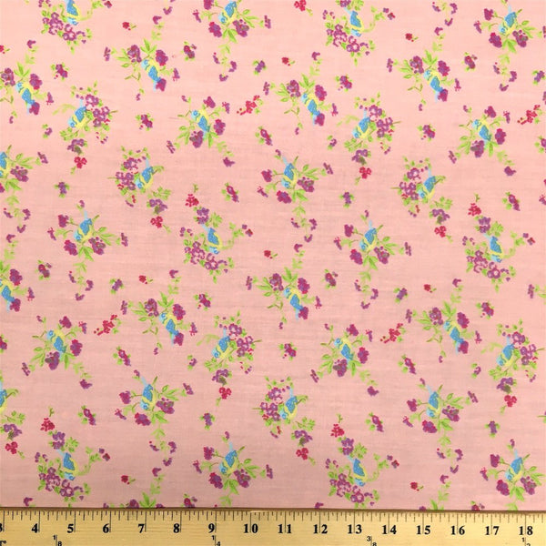 Finch Pink Print Broadcloth Fabric