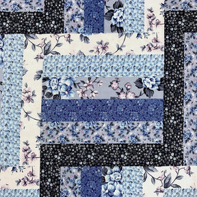 Floral Quilt Patch Blue Print Sheeting Fabric
