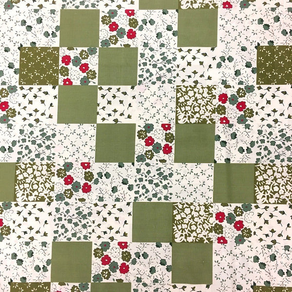 Flower Boxes Patch Sage Print Sheeting Fabric