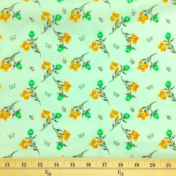 Freesia Green Print Broadcloth Fabric