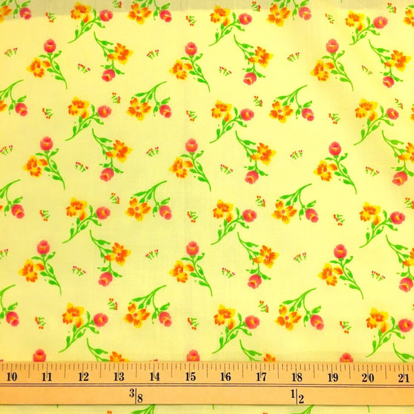 Freesia Yellow Print Broadcloth Fabric