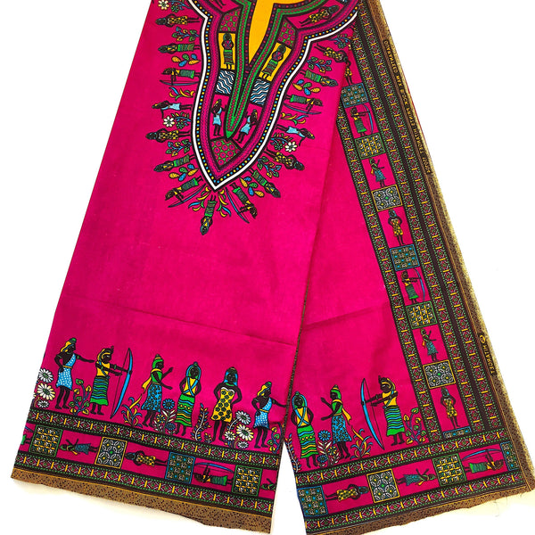 Dashiki Angelina African Print - Fuchsia Fabric