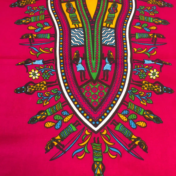 Dashiki Angelina African Print - Fuchsia Fabric