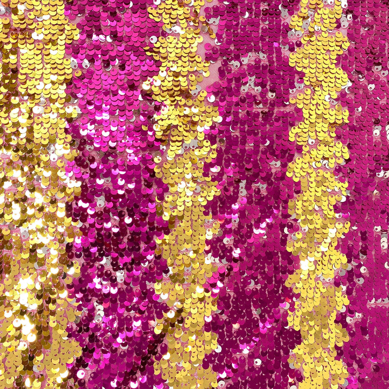 Shiny Two Tone Reversible Sequins Fabric on Mesh $19.99/Yard ON SALE!
