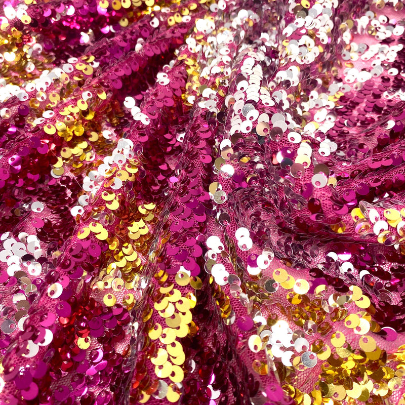 Reversible Sequin Shiny Two Tone Reversible Sequins Fabric on Mesh $19.99/Yard ON SALE!