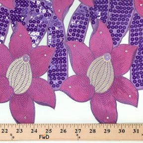 Lotus Embroidery w/ Rhinestones & Sequins