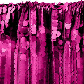 Paillette Circle Sequins Rod Pocket Curtains - Fuchsia