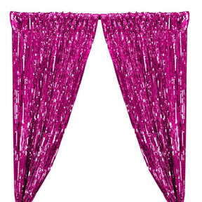 Rectangle Piano Sequins Rod Pocket Curtains - Fuchsia