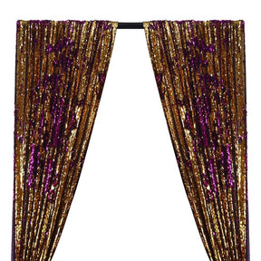 Two-Sided Reversible Sequins Rod Pocket Curtains - Gold / Purple